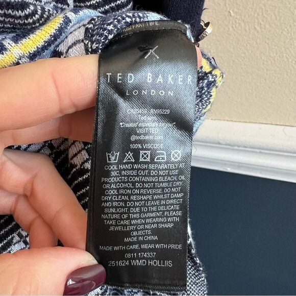 TED BAKER Holliis Chevron Sweater Knit Collared Polo Midi Dress - Picture 13 of 15